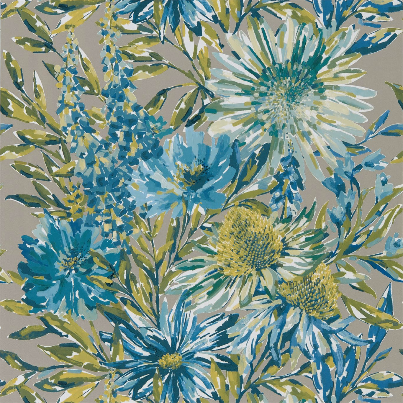 Обои Harlequin Standing Ovation Floreale Cornflower/Gilver 111496